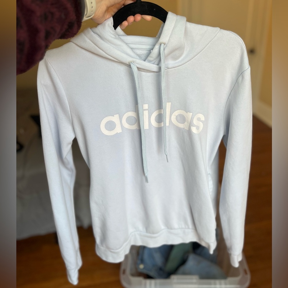 Adidas Hoodie Womens Size Medium Light Blue